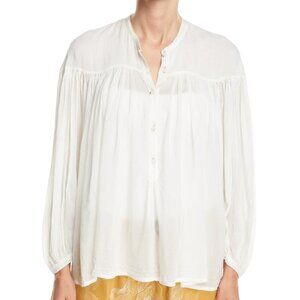 FORTE FORTE *Flawed White Silk Blend Oversized Lightweight Peasant Blouse Size 6